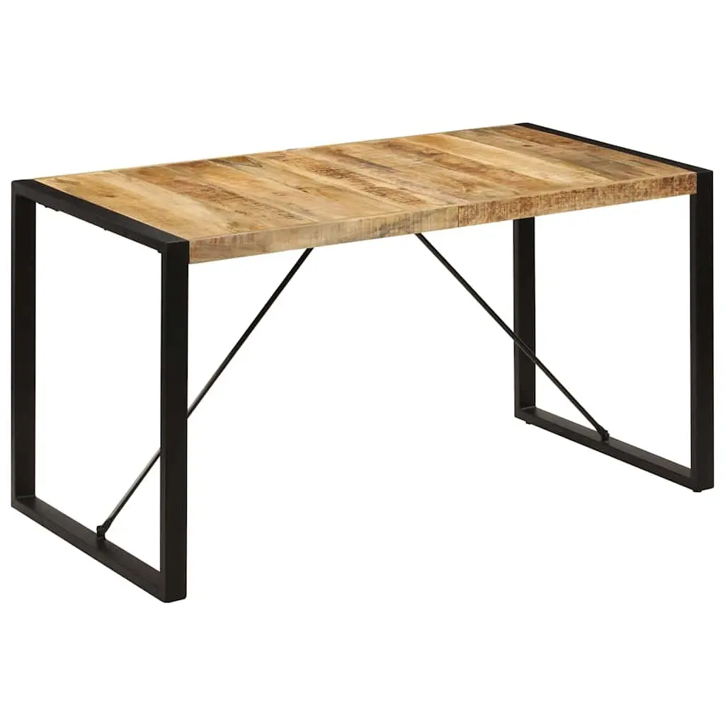 Dining Table Solid Mango Wood Brown 140x70x75cm Industrial Style Kitchen Furniture