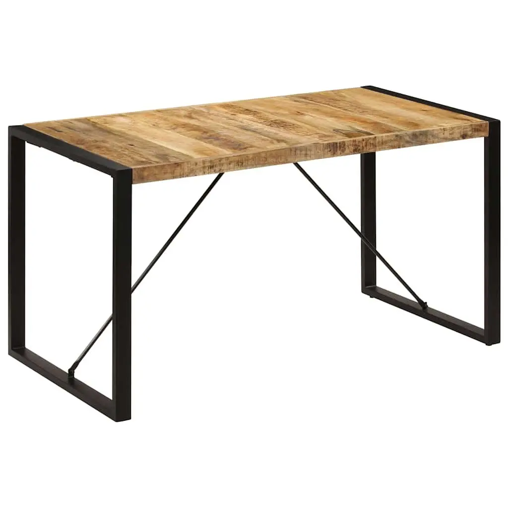 Dining Table Solid Mango Wood Brown 140x70x75cm Industrial Style Kitchen Furniture