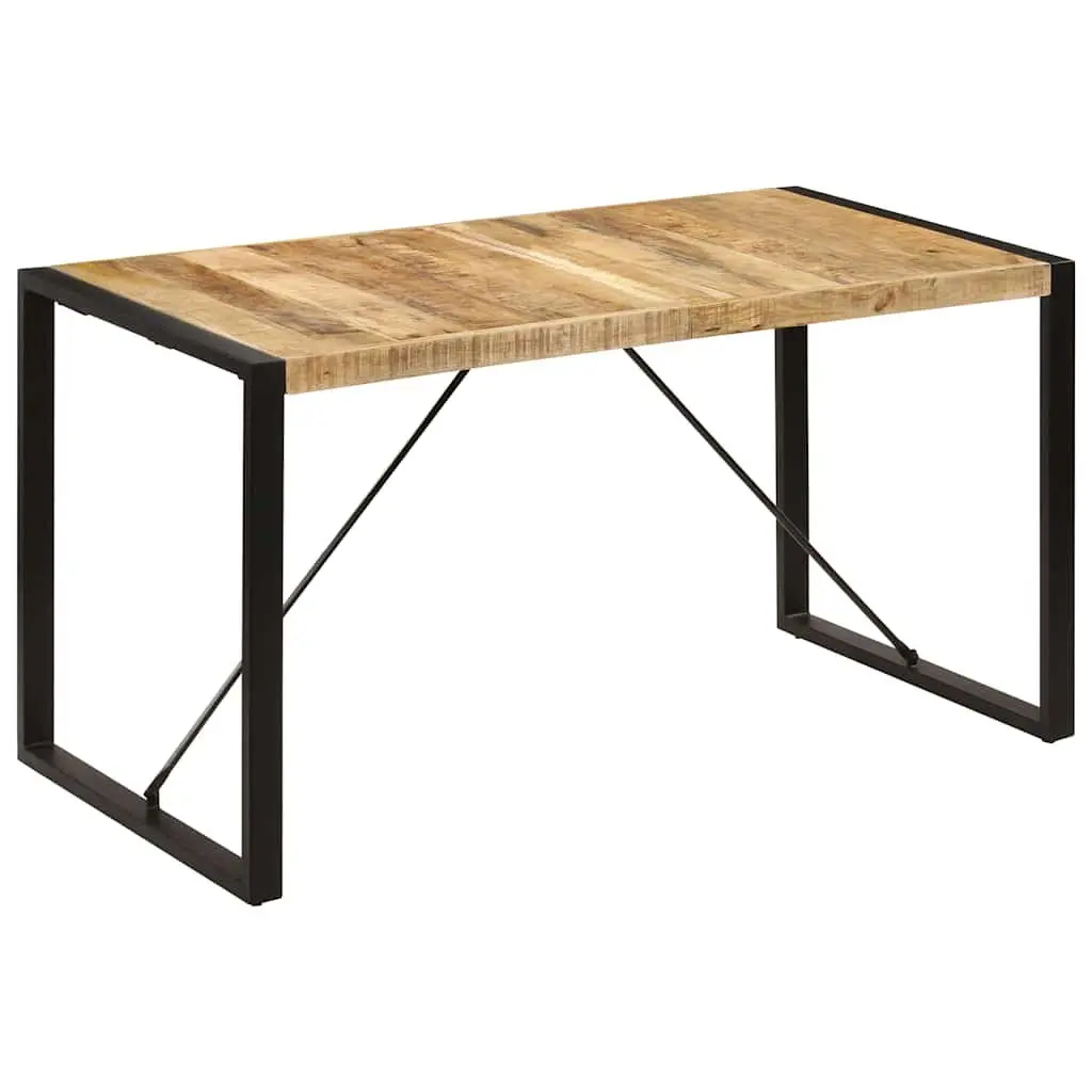 Dining Table Solid Mango Wood Brown 140x70x75cm Industrial Style Kitchen Furniture