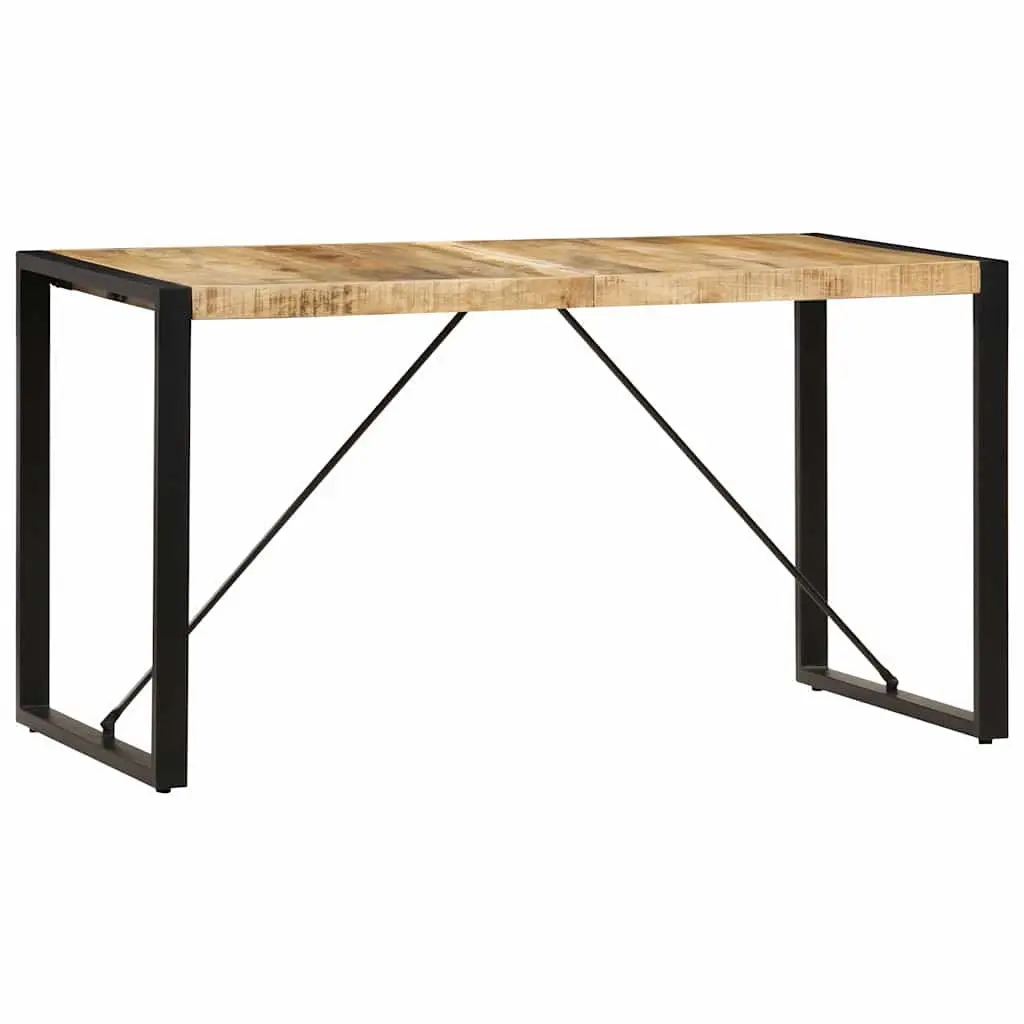 Dining Table Solid Mango Wood Brown 140x70x75cm Industrial Style Kitchen Furniture