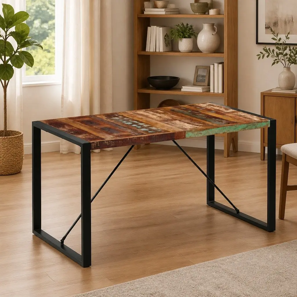 Dining Table 140x70x75 cm Solid Reclaimed Wood Rustic Kitchen Furniture