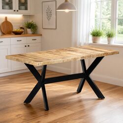 Dining Table 160x80x75 cm Solid Rough Mango Wood Industrial Style Kitchen