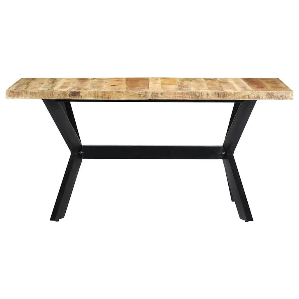 Dining Table Solid Rough Mango Wood Brown 160x80x75 cm Industrial Style