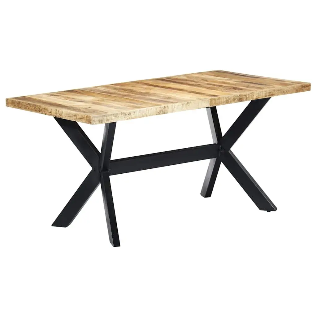 Dining Table Solid Rough Mango Wood Brown 160x80x75 cm Industrial Style