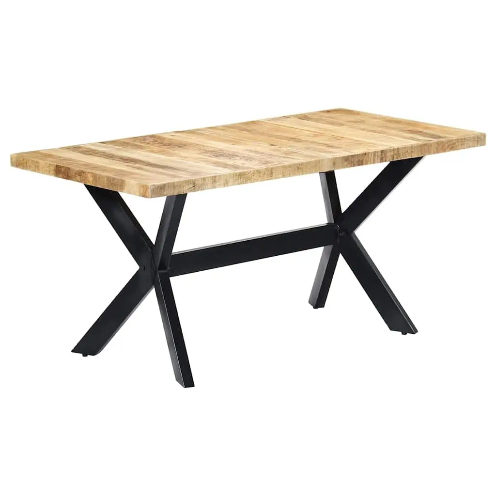 Dining Table Solid Rough Mango Wood Brown 160x80x75 cm Industrial Style