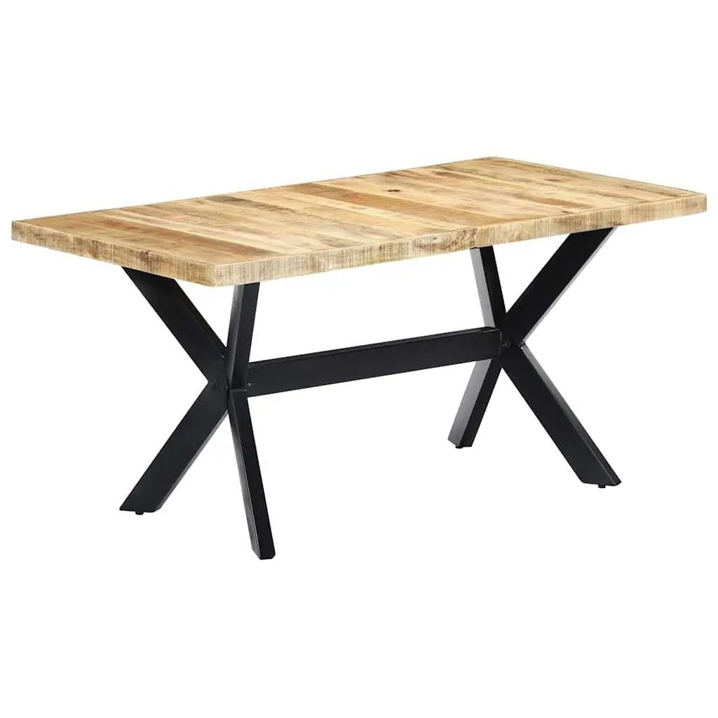 Dining Table Solid Rough Mango Wood Brown 160x80x75 cm Industrial Style