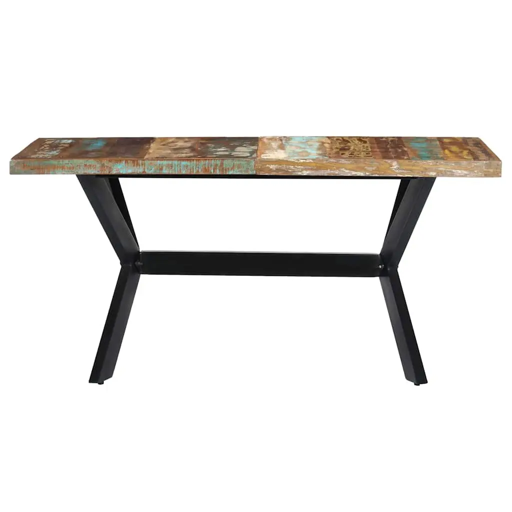 Dining Table 140x70x75 cm Solid Reclaimed Wood Steel Frame Industrial Kitchen
