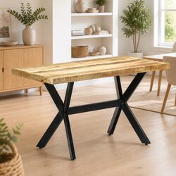 Dining Table 120x60x75 cm Solid Mango Wood Industrial Kitchen Furniture