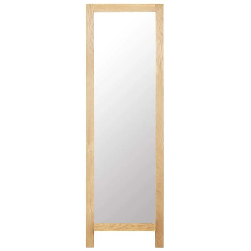 Freestanding Mirror Rustic Retro Style Solid Oak Wood Frame 150cm Brown Home Decor
