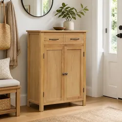 Versatile Shoe Storage Cabinet with Brown Wood Finish