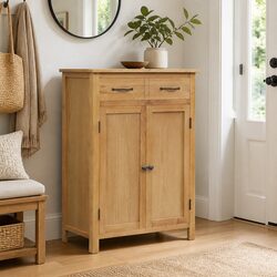 Versatile Shoe Storage Cabinet with Brown Wood Finish