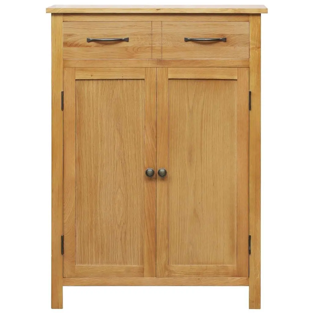 Shoe Cabinet Solid Oak Wood Brown 4 Shelves 1 Drawer Hallway Storage Organiser