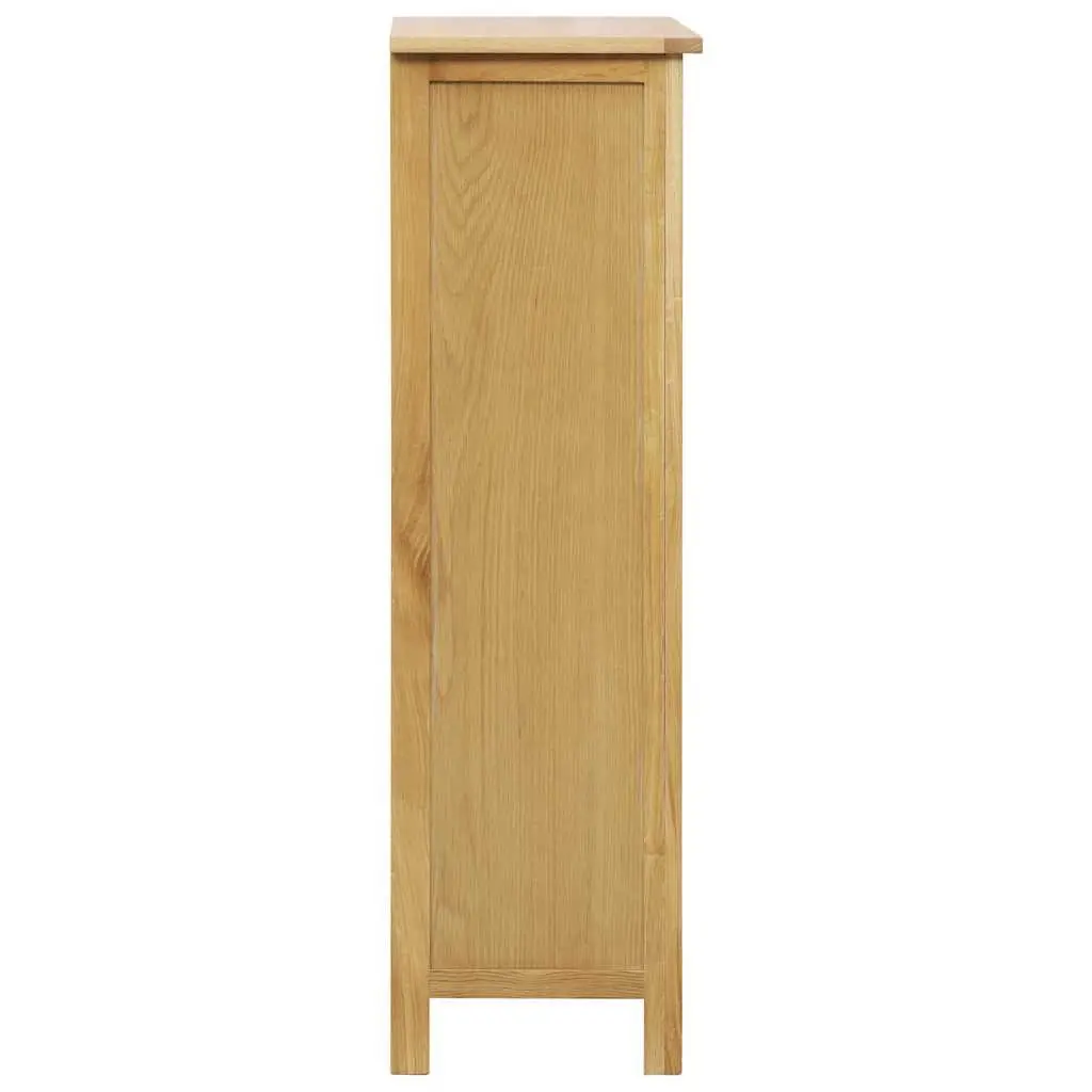 Shoe Cabinet Solid Oak Wood Brown 4 Shelves 1 Drawer Hallway Storage Organiser