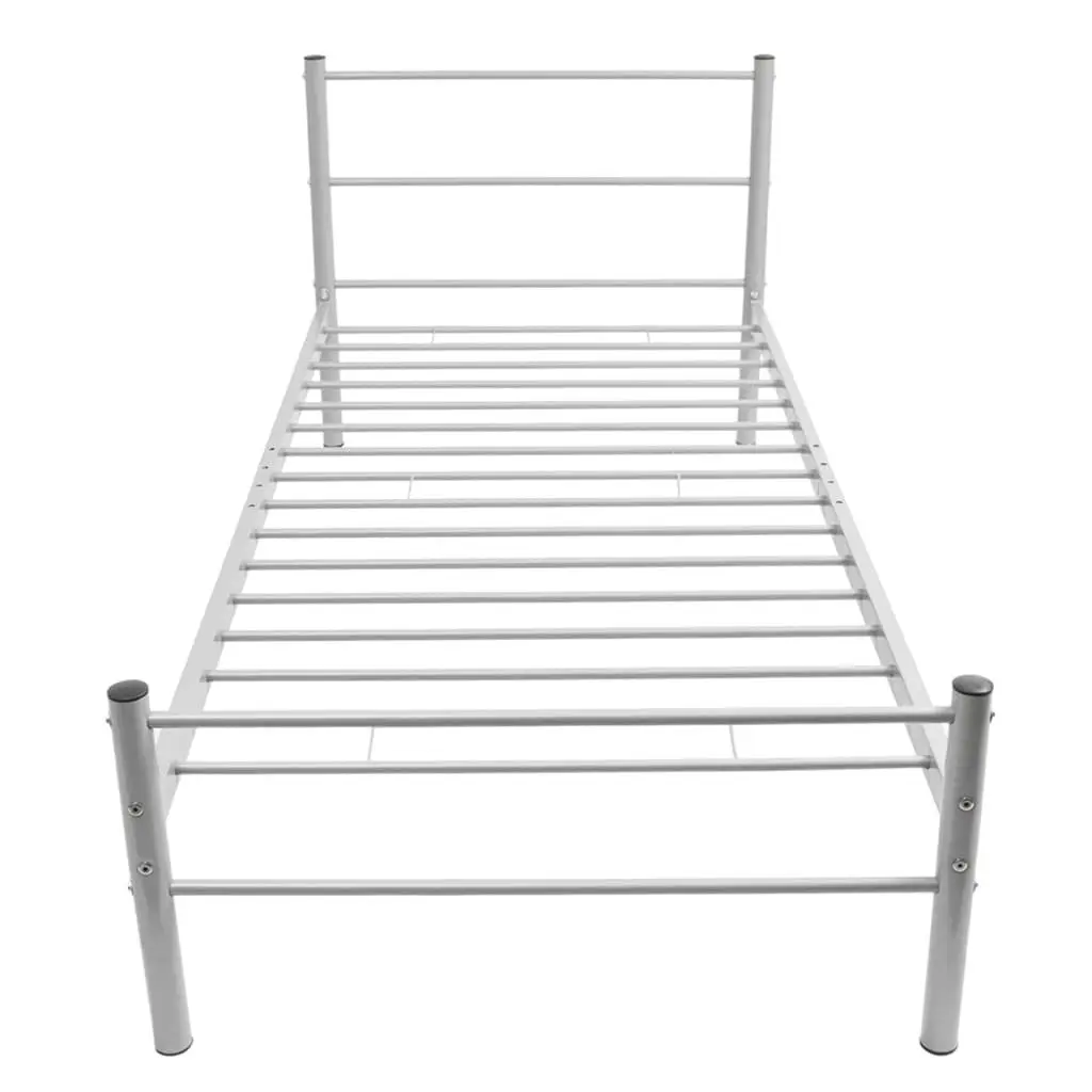 King Single Metal Bed Frame Slatted Base Grey Durable Construction