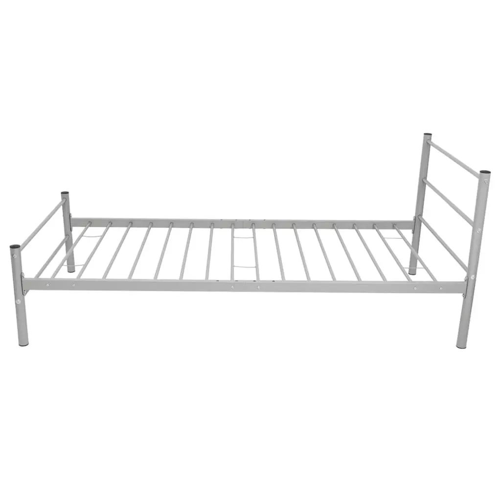 King Single Metal Bed Frame Slatted Base Grey Durable Construction