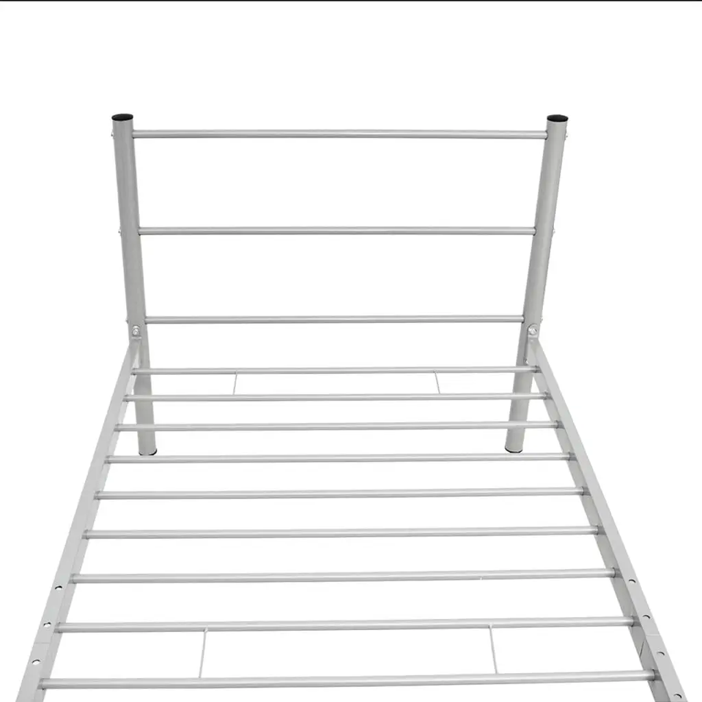 King Single Metal Bed Frame Slatted Base Grey Durable Construction