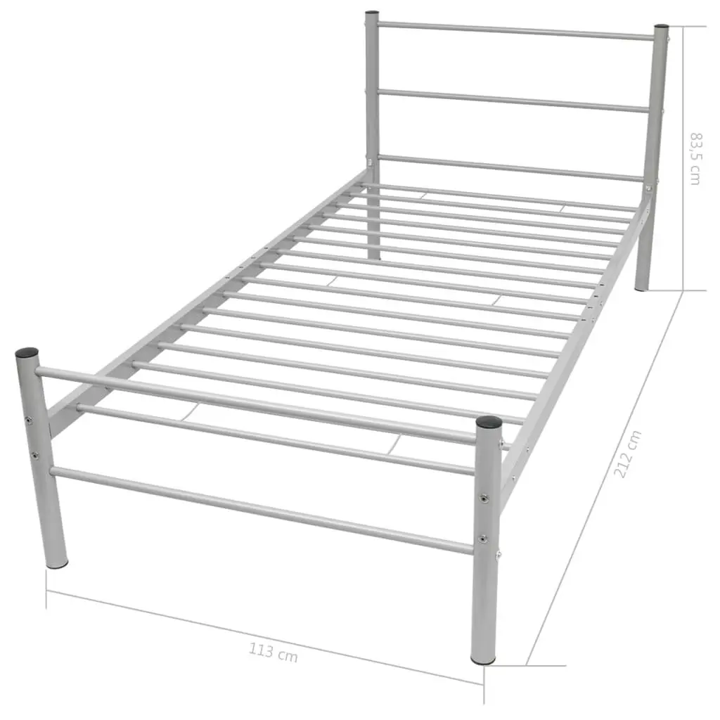King Single Metal Bed Frame Slatted Base Grey Durable Construction