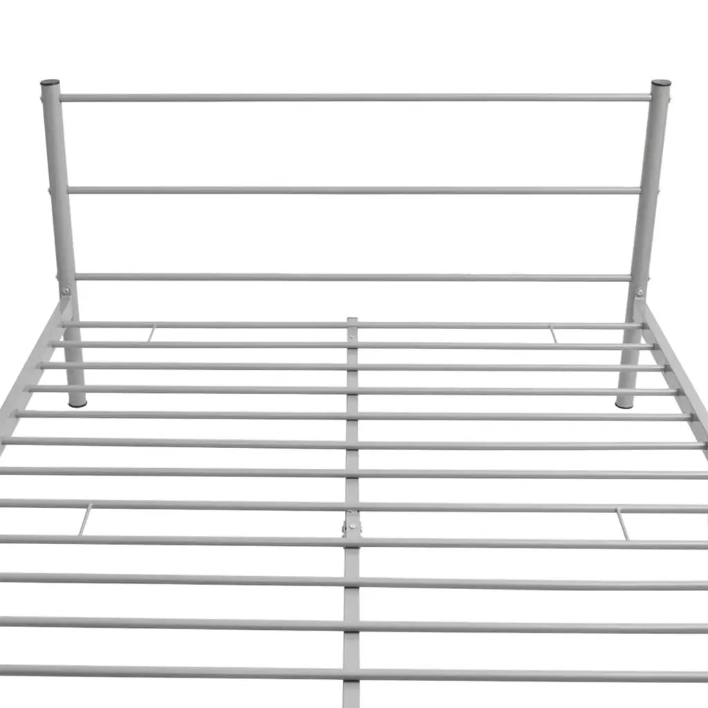 Double Bed Frame Metal Grey Slatted Base Design No Mattress