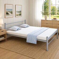 Functional Grey Metal Queen Bed Frame for Everyday Use
