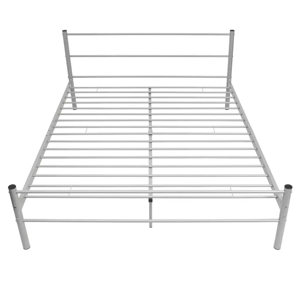 Queen Size Bed Frame Grey Metal Slat Base Bedroom Furniture