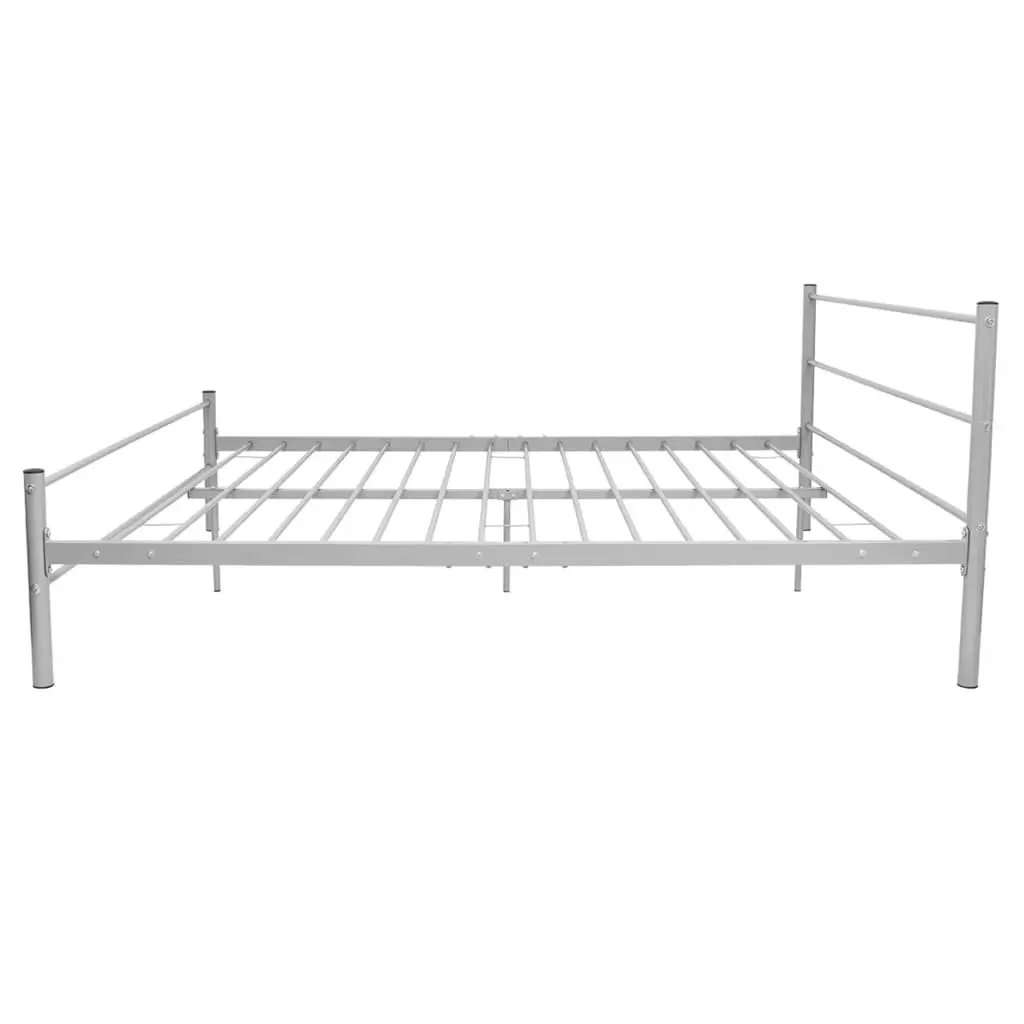 Queen Size Bed Frame Grey Metal Slat Base Bedroom Furniture