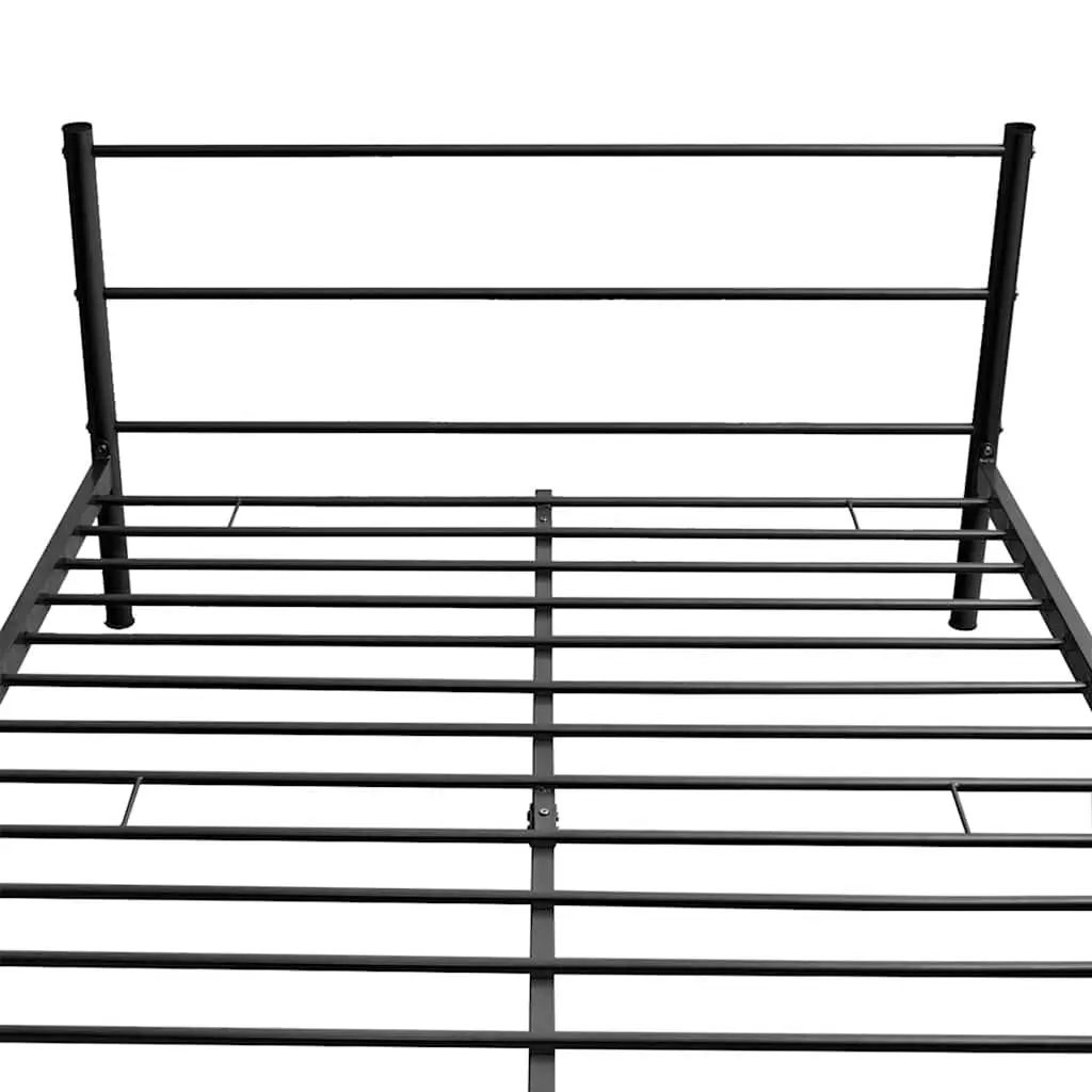 Double Bed Frame Black Metal Slatted Base Bedroom Furniture No Mattress
