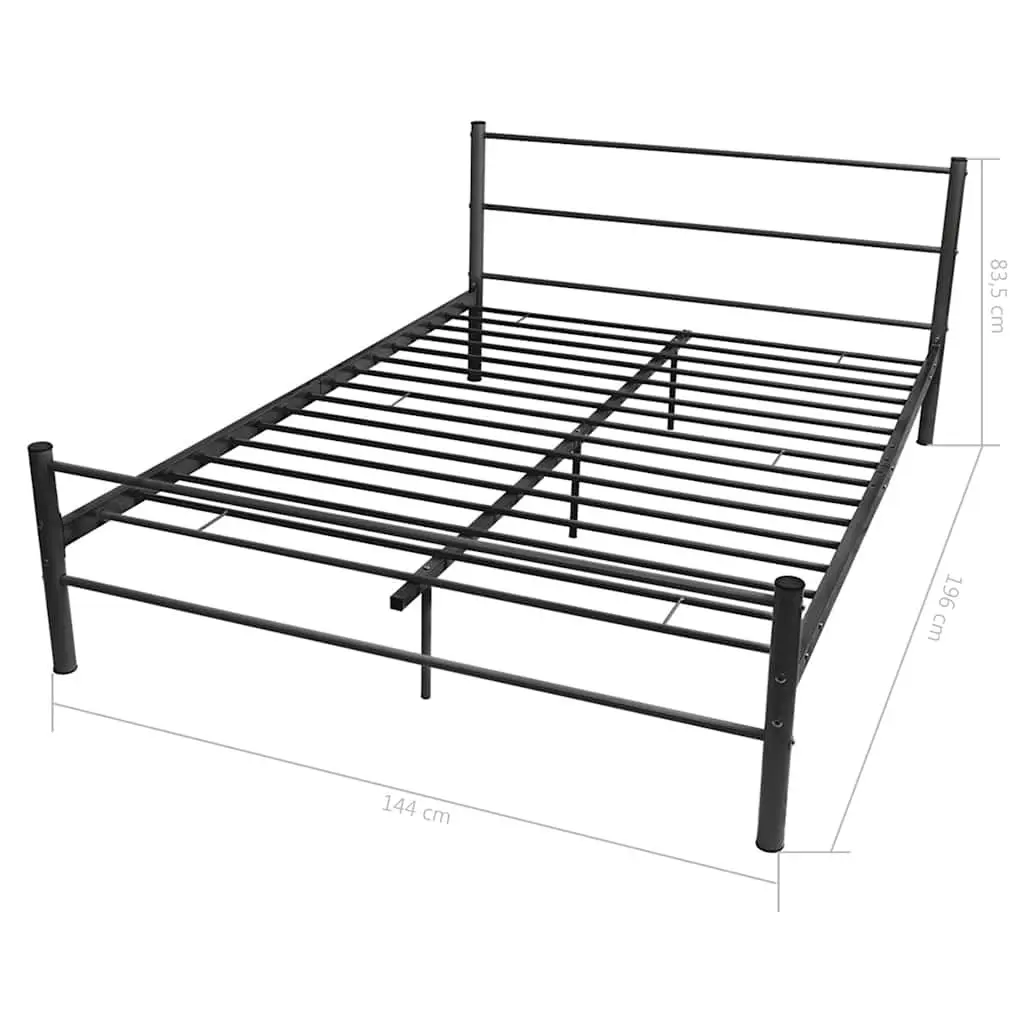 Double Bed Frame Black Metal Slatted Base Bedroom Furniture No Mattress