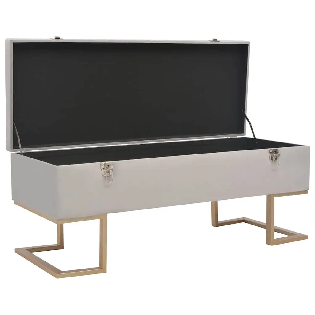 Storage Bench Velvet Upholstered 105cm Grey