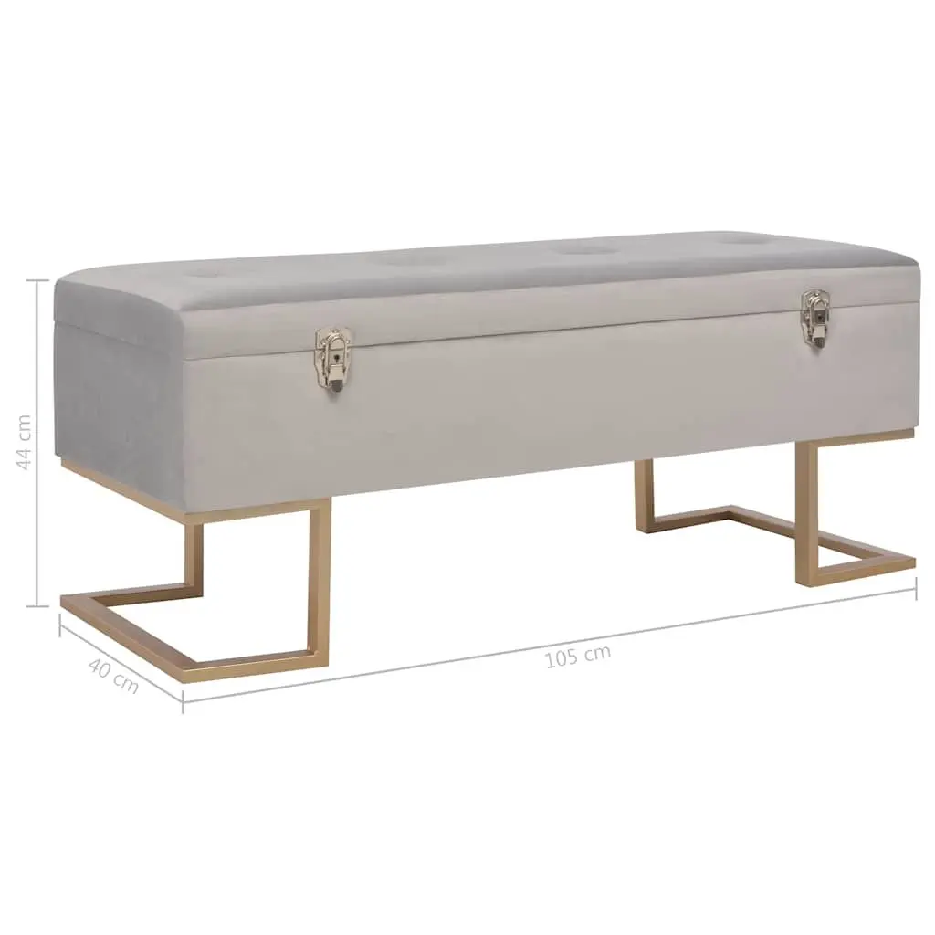 Storage Bench Velvet Upholstered 105cm Grey