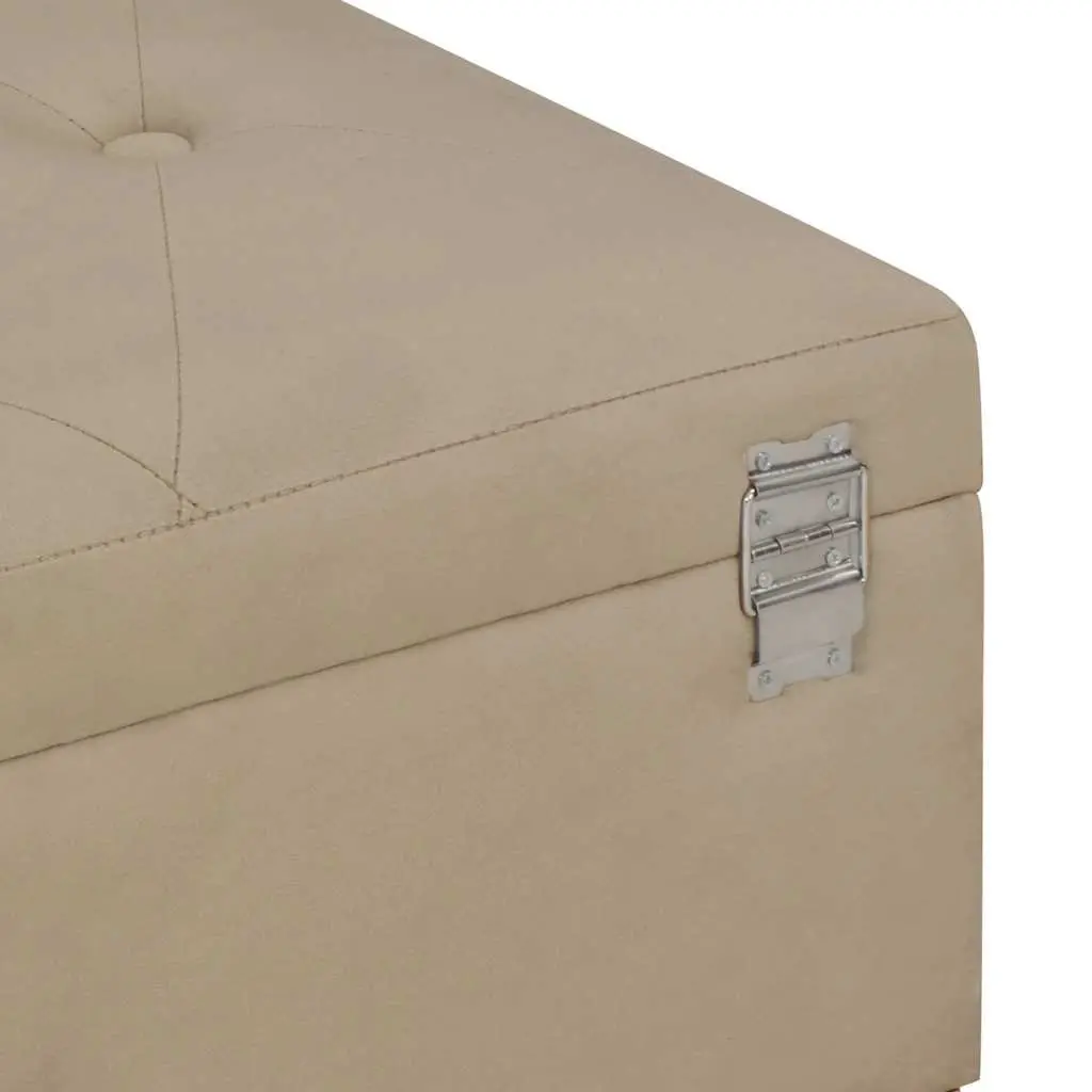 Storage Bench Velvet Upholstered 105 cm Beige with Interior Compartment and Iron Legs