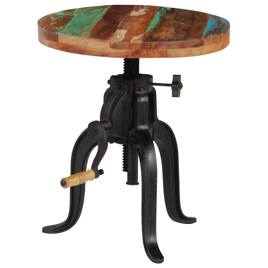 Adjustable Side Table Reclaimed Wood Cast Iron Legs 45-62cm Multicolour Vintage Accent Table