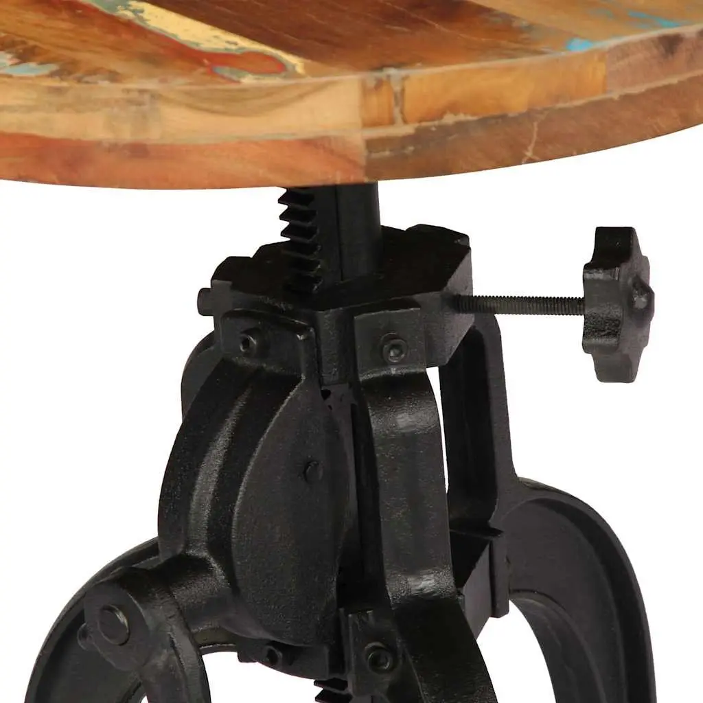 Adjustable Side Table Reclaimed Wood Cast Iron Legs 45-62cm Multicolour Vintage Accent Table