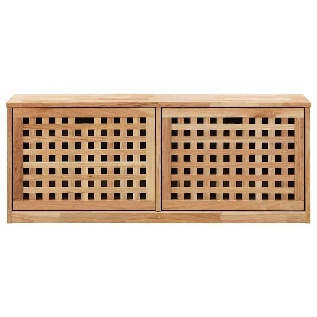 Wooden Shoe Storage Bench Brown Hallway Seating Organiser Lattice Design