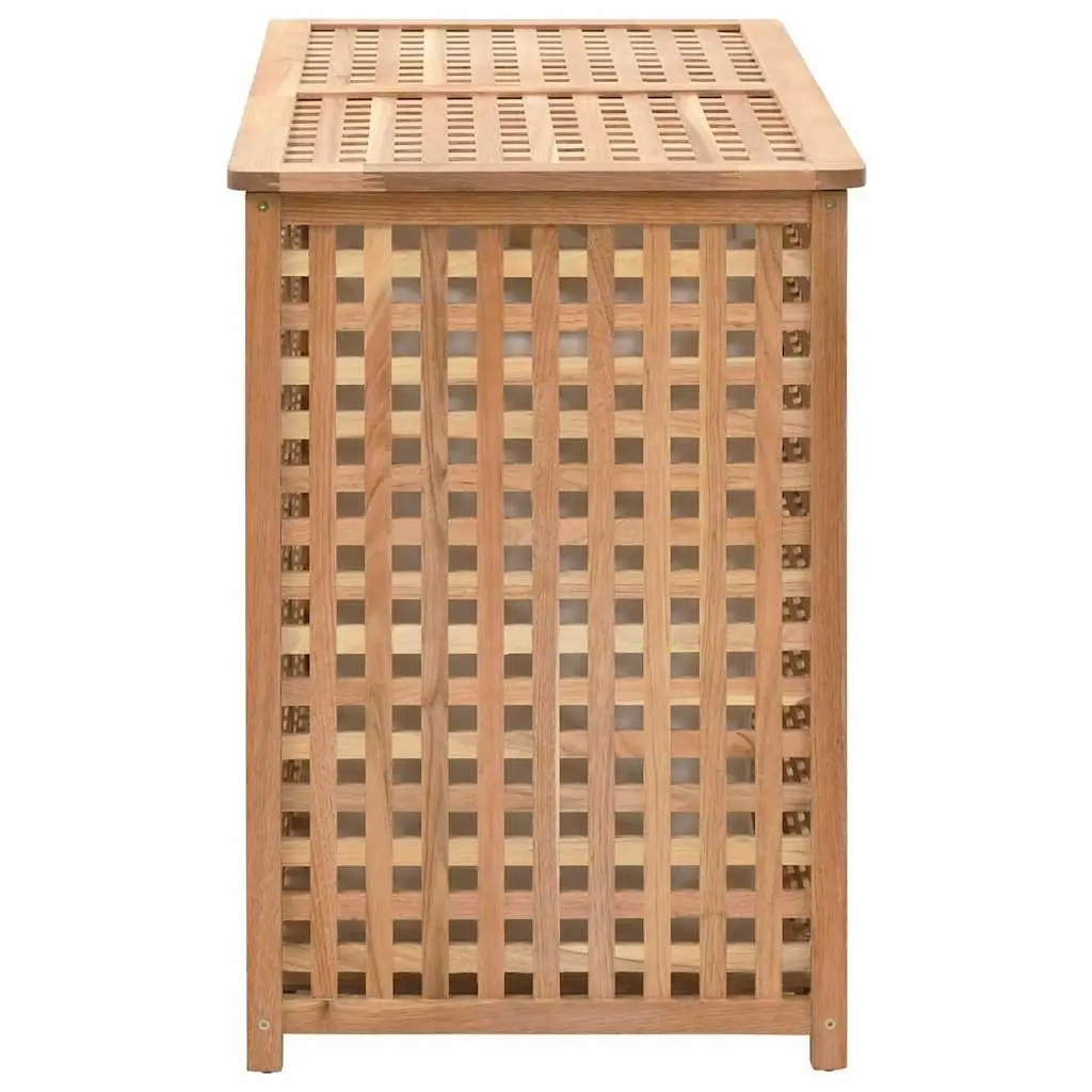 Wooden Laundry Bin Solid Walnut Wood Two Compartments Brown 87.5 x 46 x 67 cm