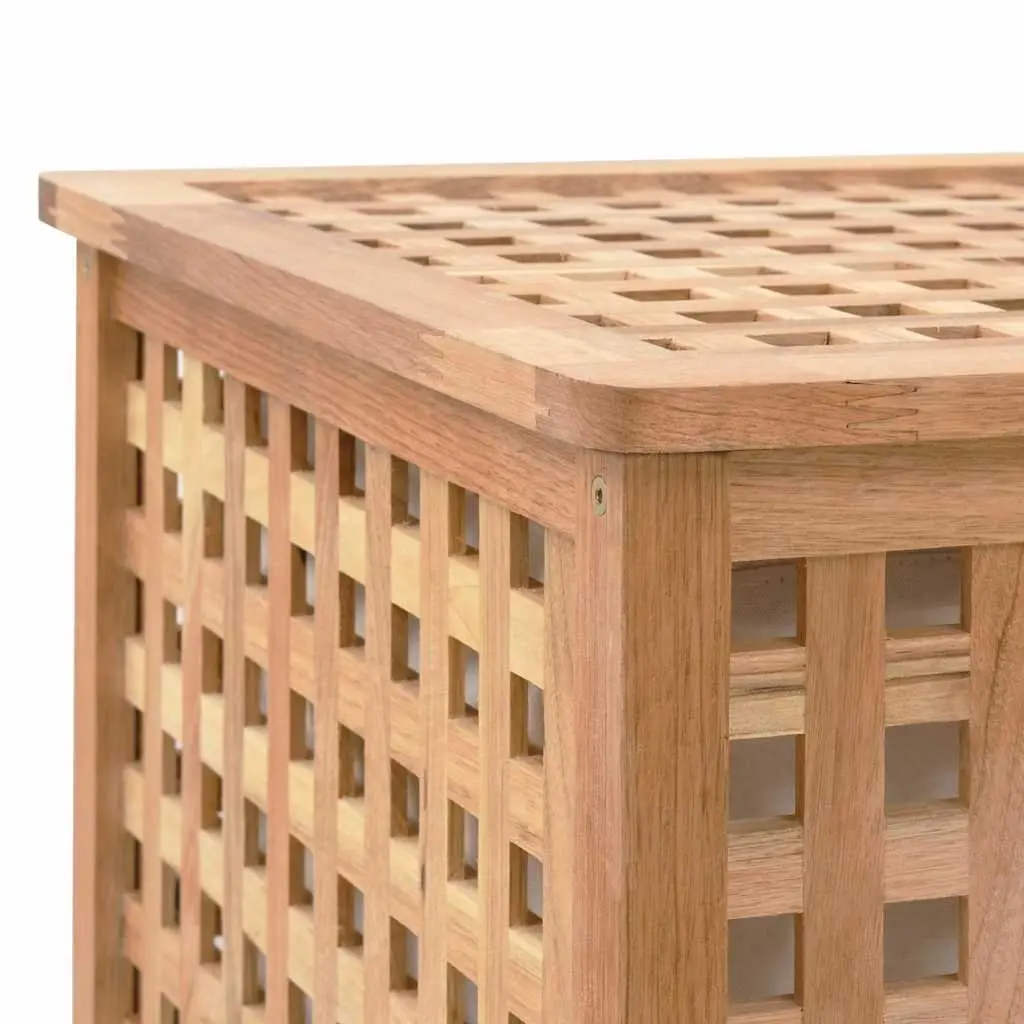 Wooden Laundry Bin Solid Walnut Wood Two Compartments Brown 87.5 x 46 x 67 cm