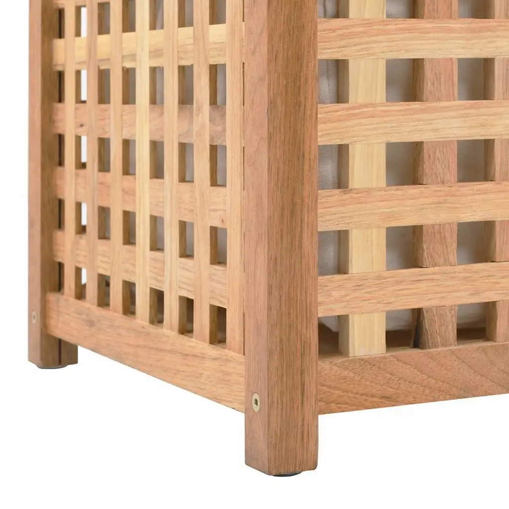 Wooden Laundry Bin Solid Walnut Wood Two Compartments Brown 87.5 x 46 x 67 cm