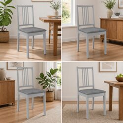 4 Grey Cushioned Dining Chairs for Kitchen Use