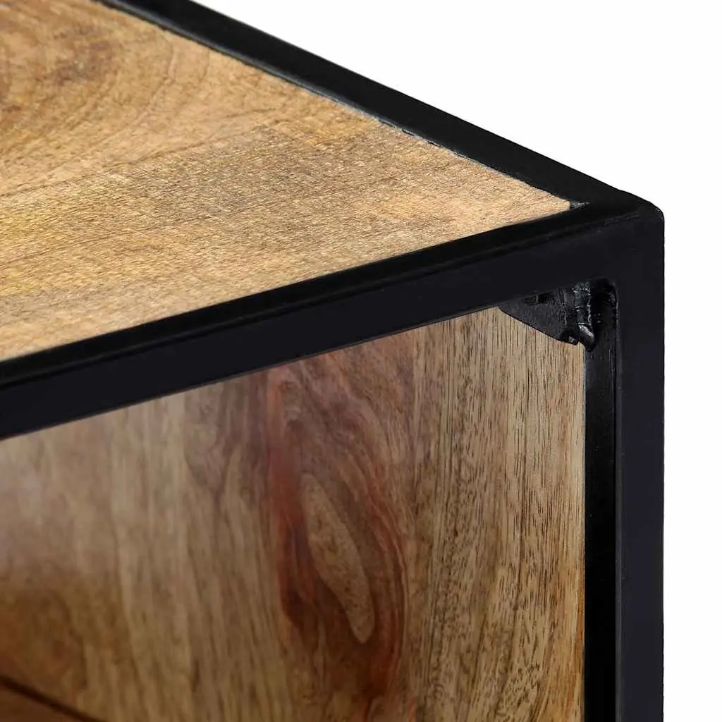 Bedside Table Solid Mango Wood 40x30x50cm with Steel Legs Brown