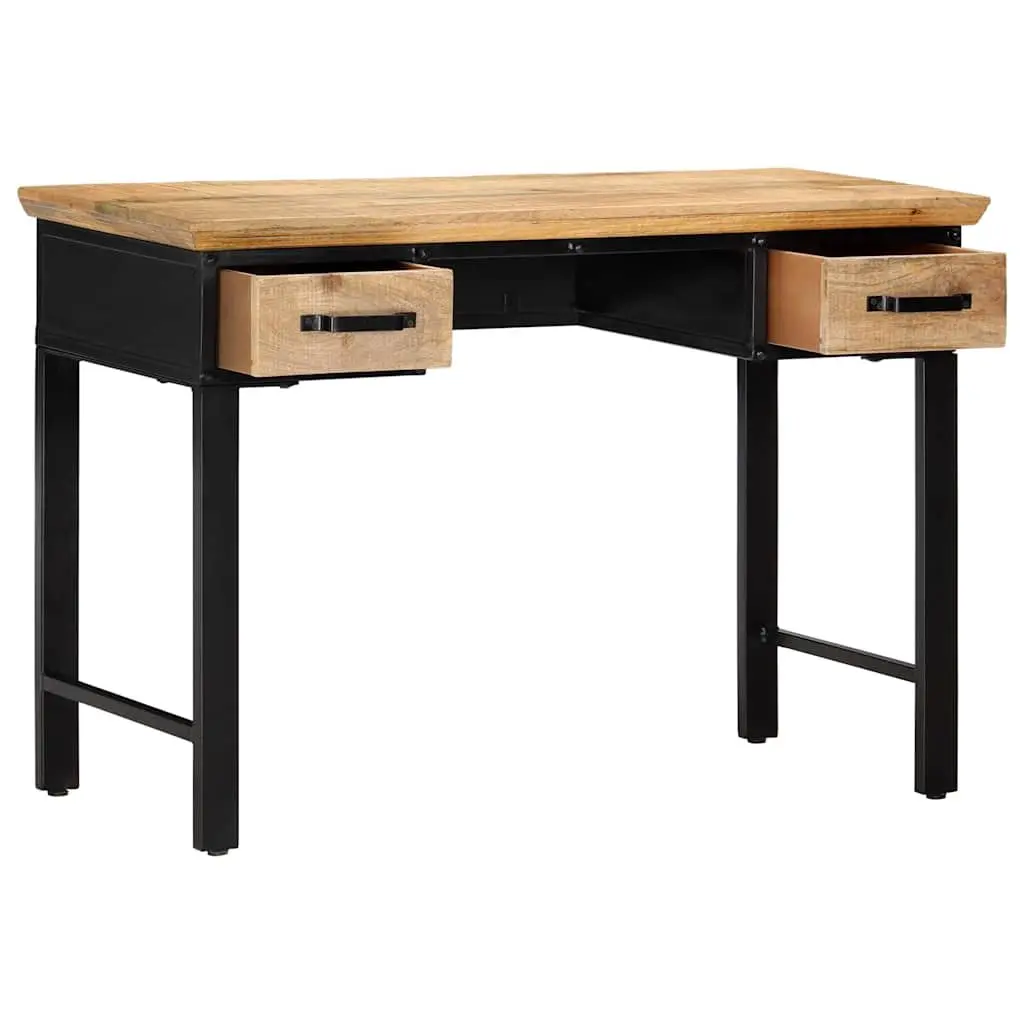 Writing Desk Solid Mango Wood 110x50x76 cm Brown with 2 Drawers