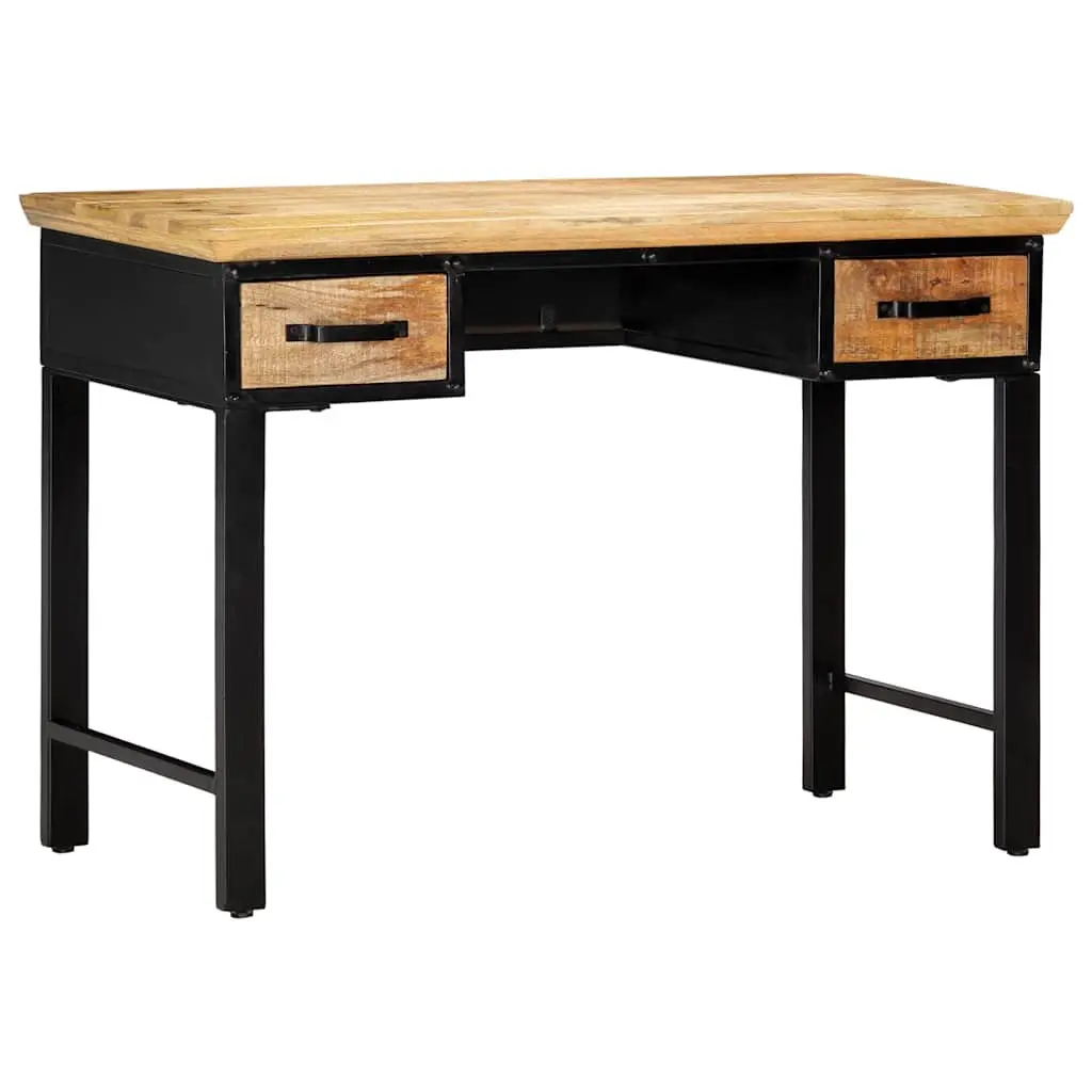 Writing Desk Solid Mango Wood 110x50x76 cm Brown with 2 Drawers