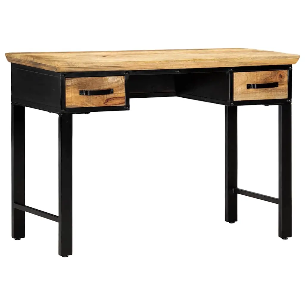 Writing Desk Solid Mango Wood 110x50x76 cm Brown with 2 Drawers