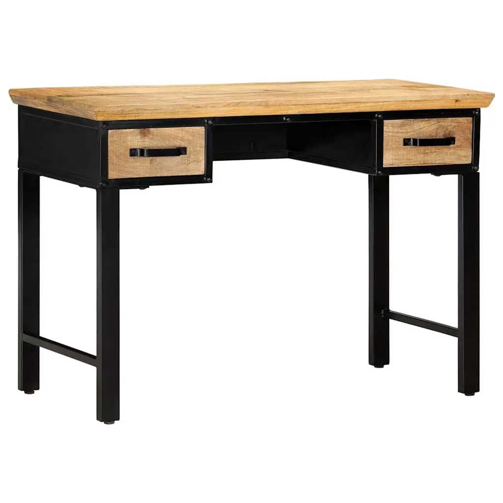 Writing Desk Solid Mango Wood 110x50x76 cm Brown with 2 Drawers