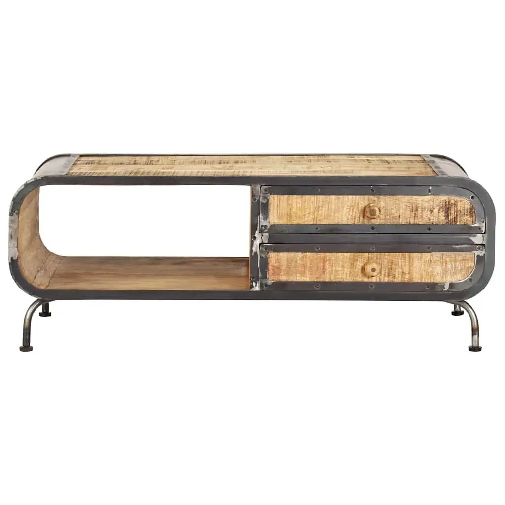 Coffee Table Antique Style Solid Mango Wood 100cm x 50cm x 35cm Brown with Storage Drawers