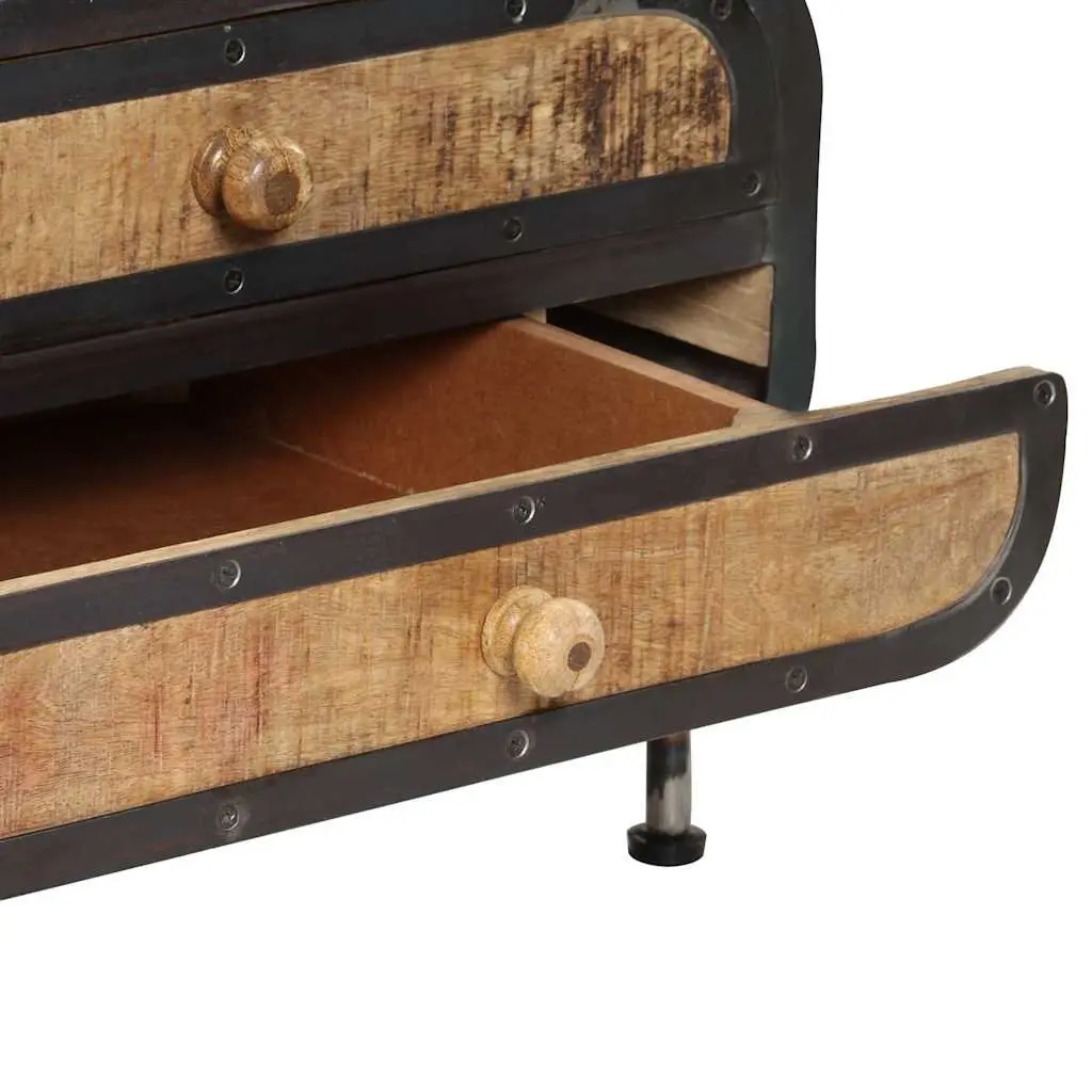 Coffee Table Antique Style Solid Mango Wood 100cm x 50cm x 35cm Brown with Storage Drawers