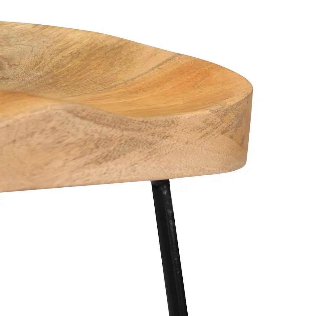 Bar Stools Solid Mango Wood Retro Vintage 2 Piece Brown