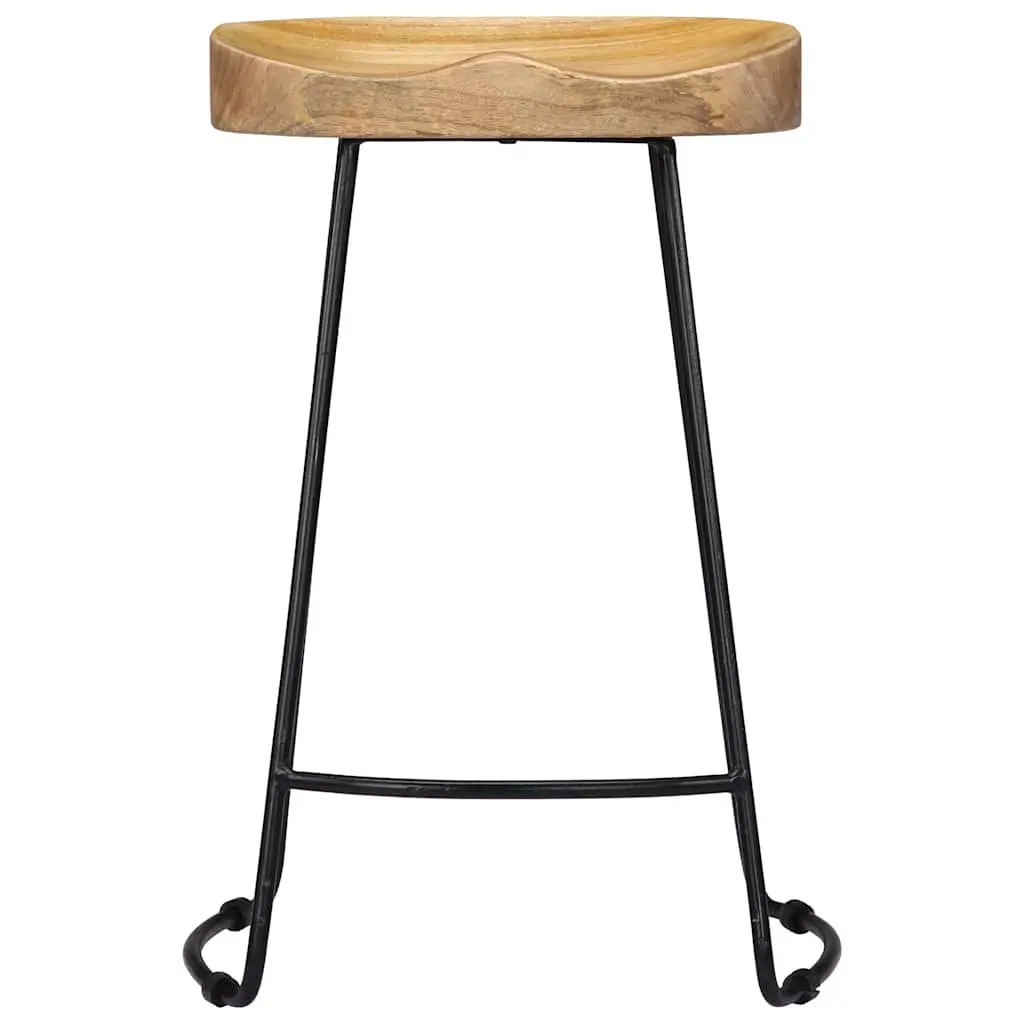 Bar Stools Solid Mango Wood Retro Vintage 2 Piece Brown