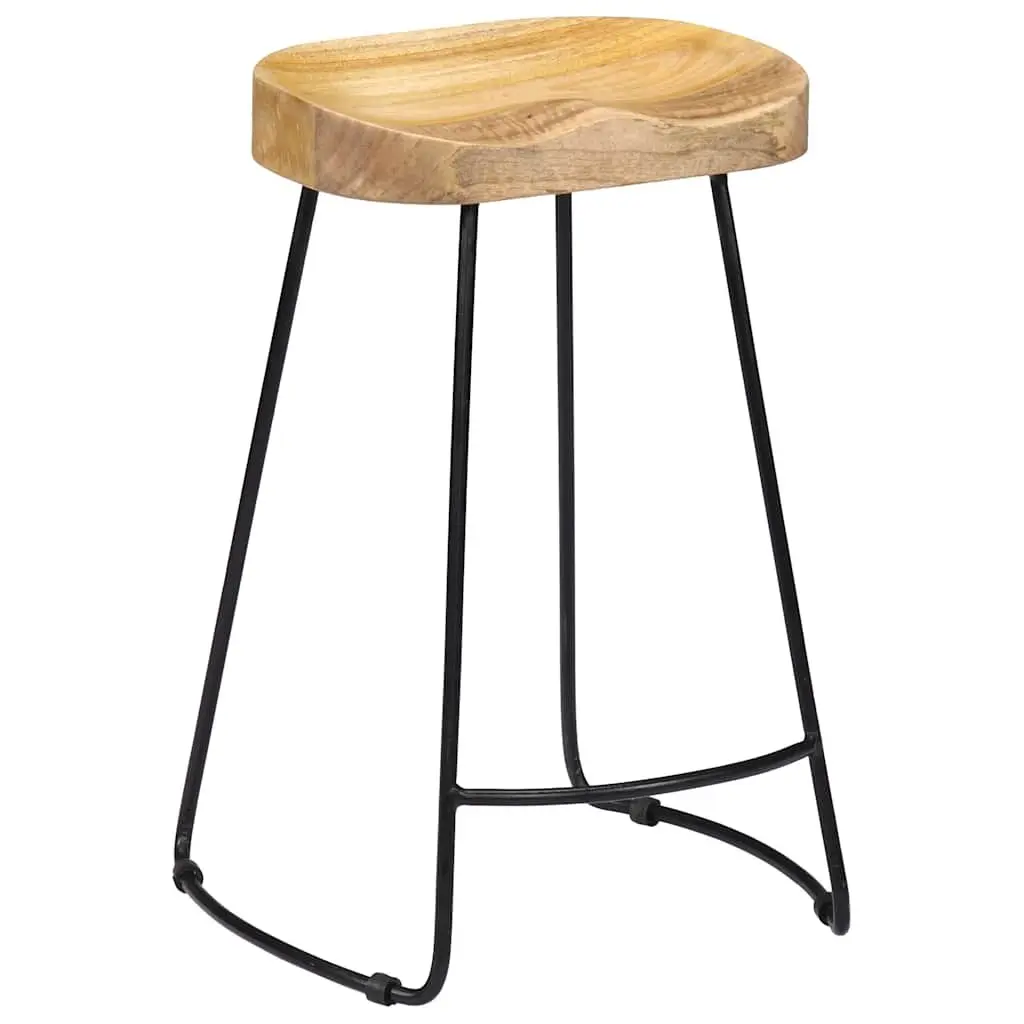 Bar Stools Solid Mango Wood Retro Vintage 2 Piece Brown