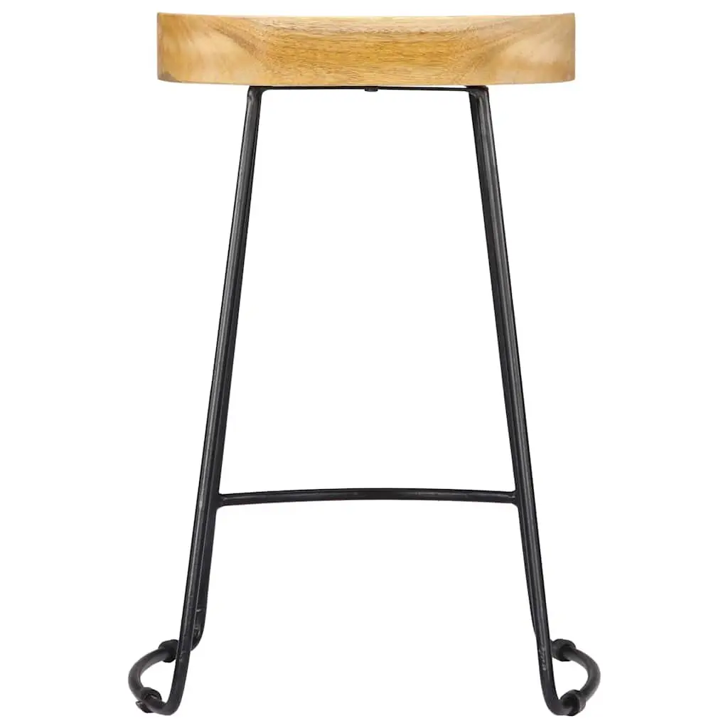 Bar Stools Solid Mango Wood Retro Vintage 2 Piece Brown