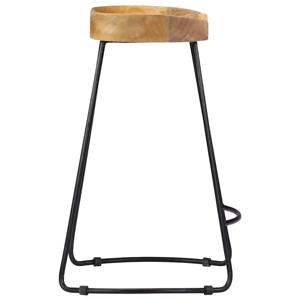 Bar Stools Solid Mango Wood Retro Vintage 2 Piece Brown