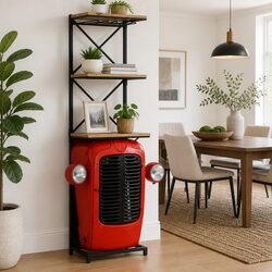 Functional Solid Mango Wood Tractor Wine Cabinet for Home Use